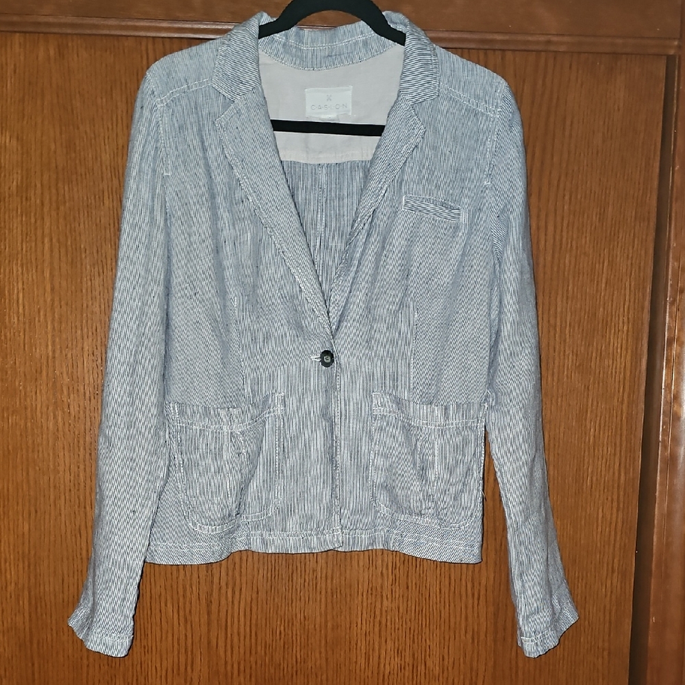 Caslon Women's Blue Pinstripe Blazer